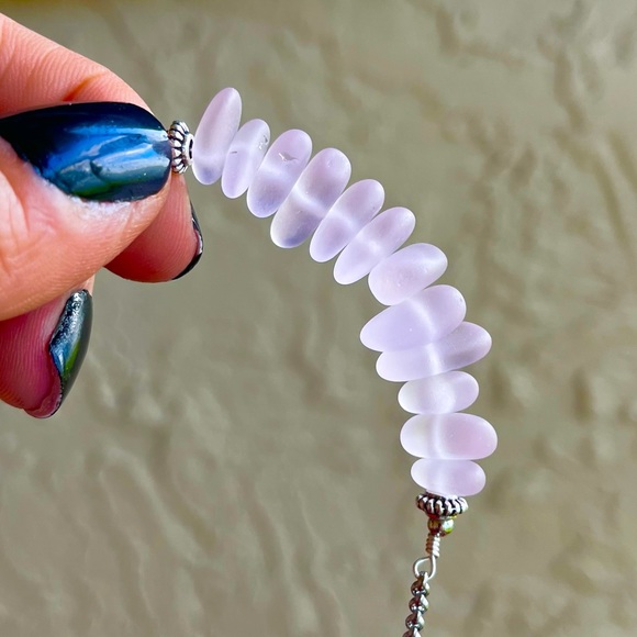 Frosted pink crystal quartz gemstones chips bar choker necklace boho stones - Picture 4 of 11